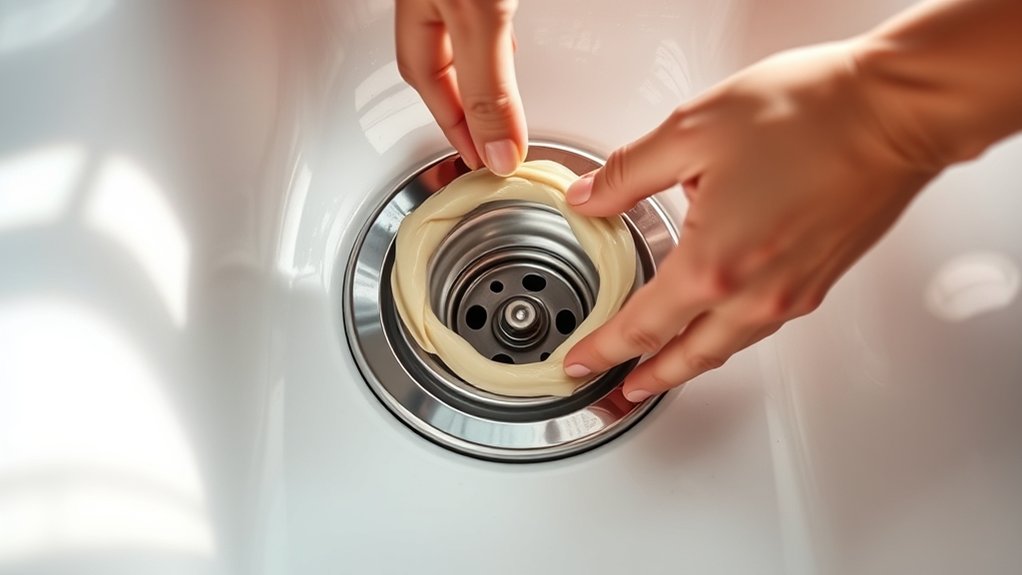 apply putty install drain flange