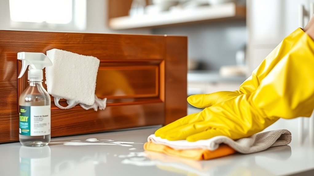 clean degrease cabinet surfaces