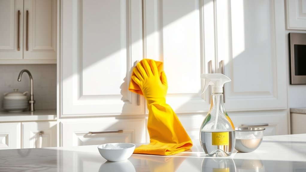 cleaning white cabinets