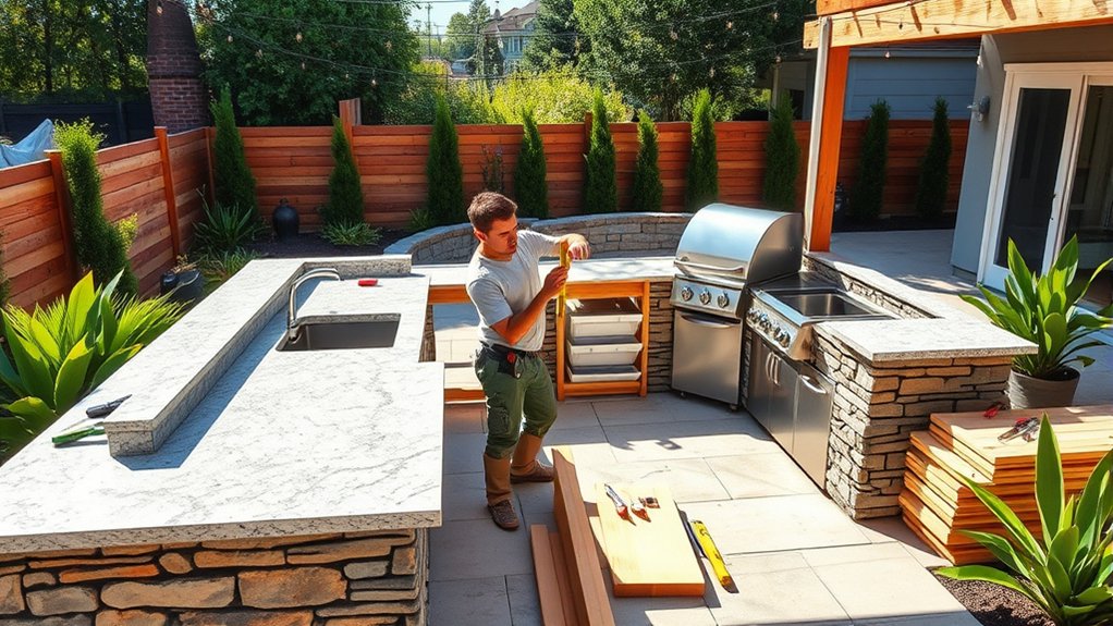 constructing an outdoor cooking area