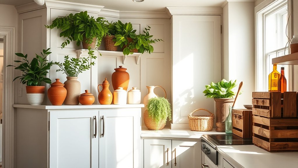 kitchen cabinet top decor
