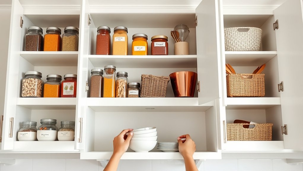 organize kitchen cabinets efficiently