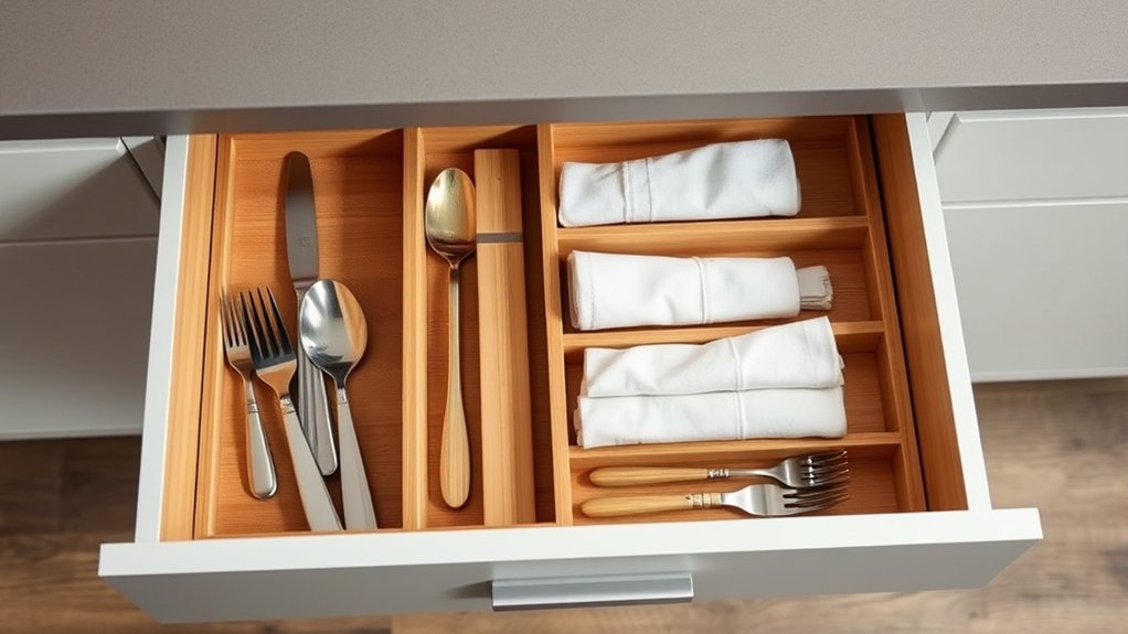 organize utensils with dividers