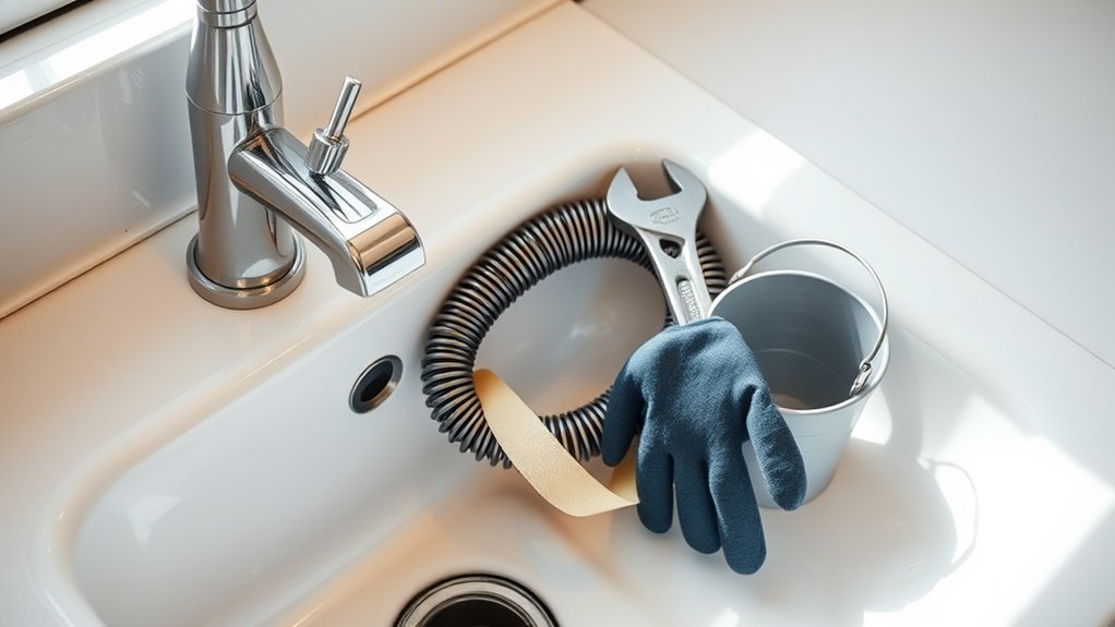 prepare tools for drain clearing
