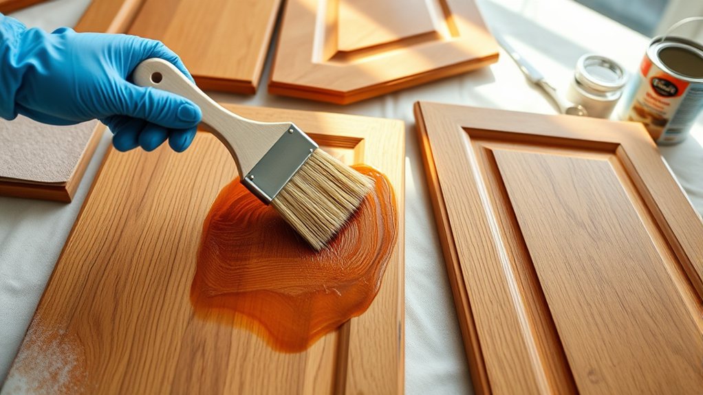 staining kitchen cabinets easily