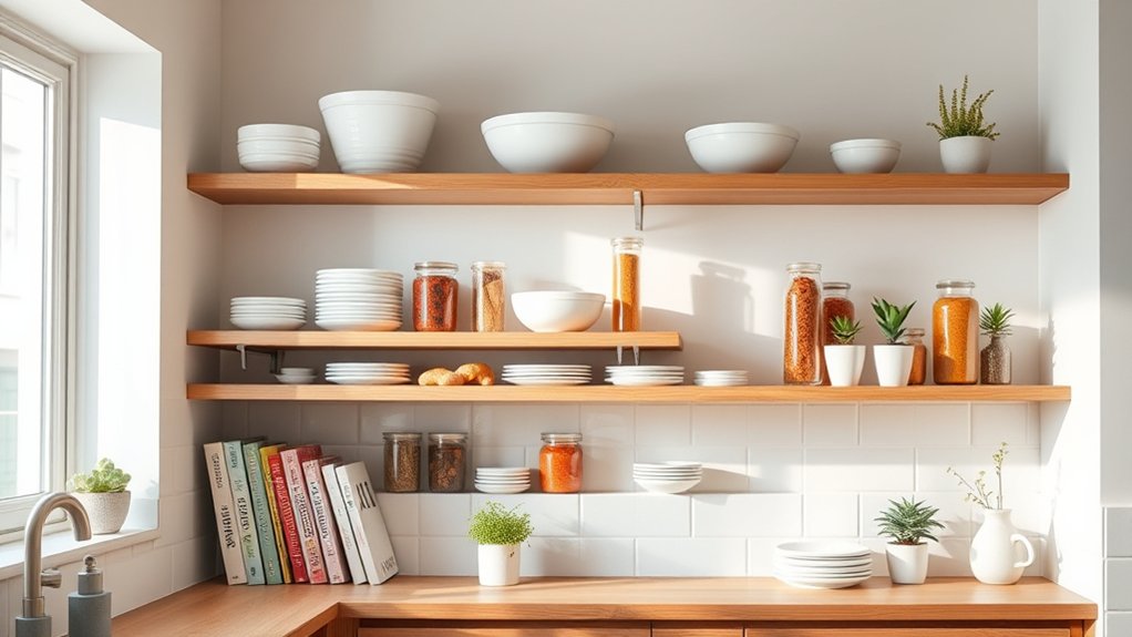 stylish open shelf organization